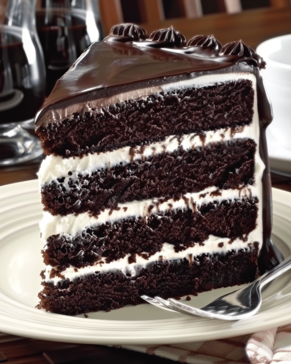 Chocolate Layer Cake with Cream Cheese Filling & Chocolate Buttercream