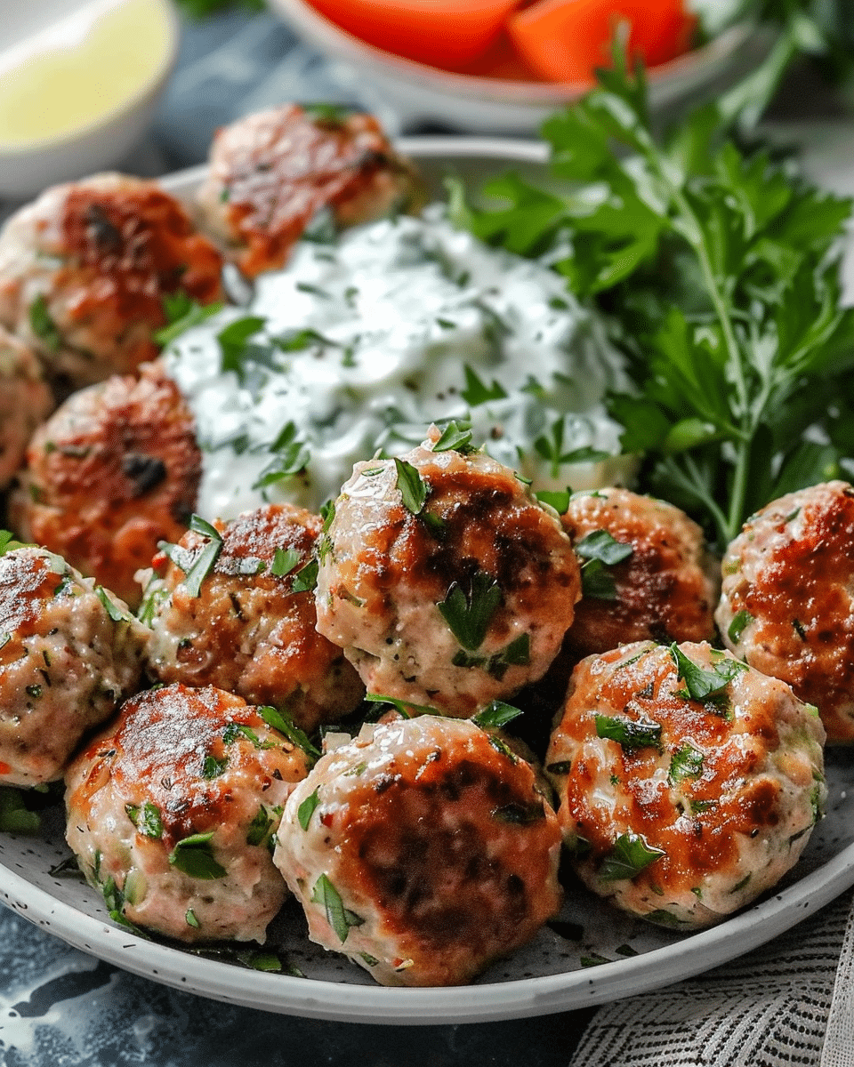 Greek Turkey Meatballs with Tzatziki