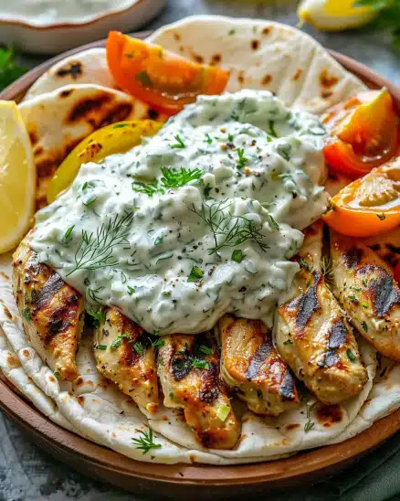 Greek Chicken Gyros with Homemade Tzatziki