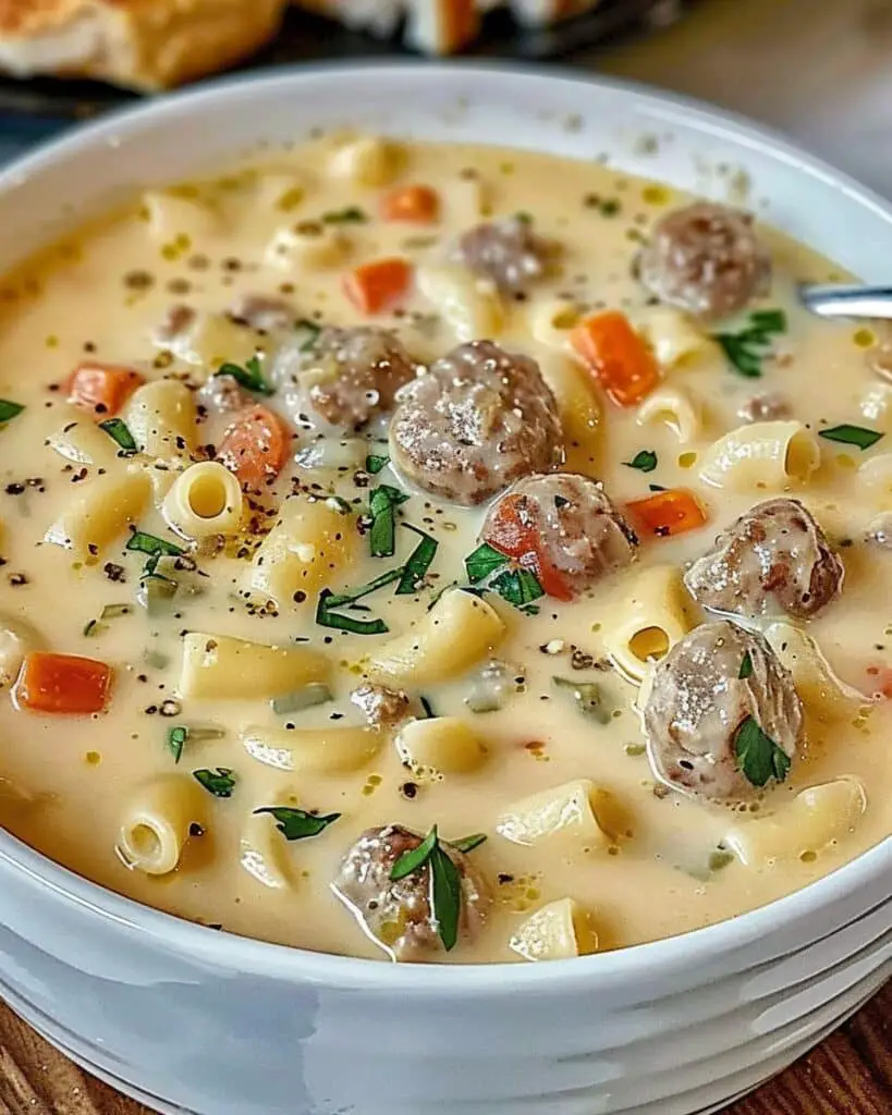Creamy Parmesan Italian Sausage Ditalini Soup