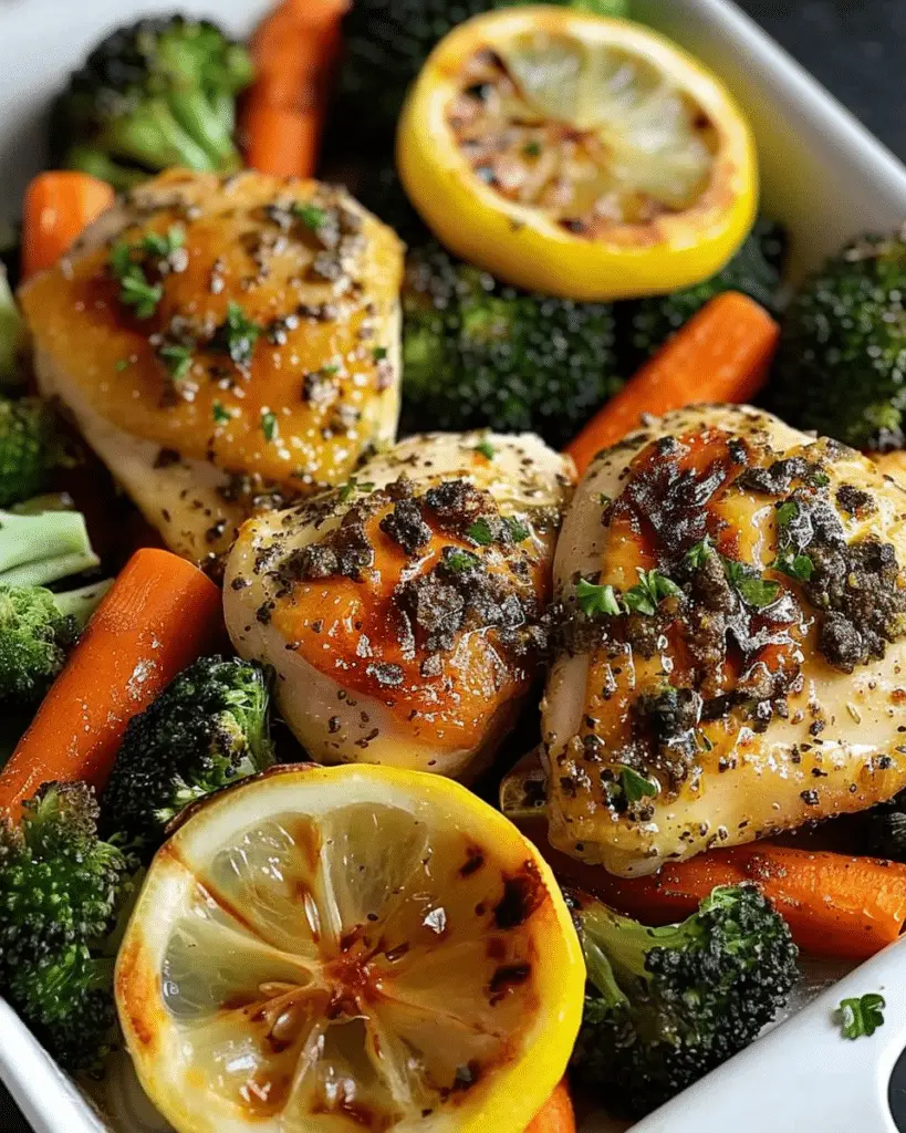 Lemon Herb Chicken with Roasted Carrots & Parmesan Broccoli Recipe