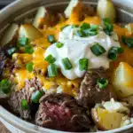 Crockpot Loaded Steak and Potato Bake