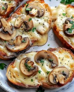 Gourmet Cheesy Mushroom and Garlic Toasts