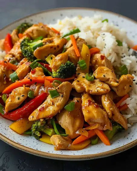 Garlic Chicken Stir-Fry with Rice