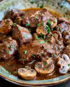 Beef Tenderloin Tips in Mushroom Gravy