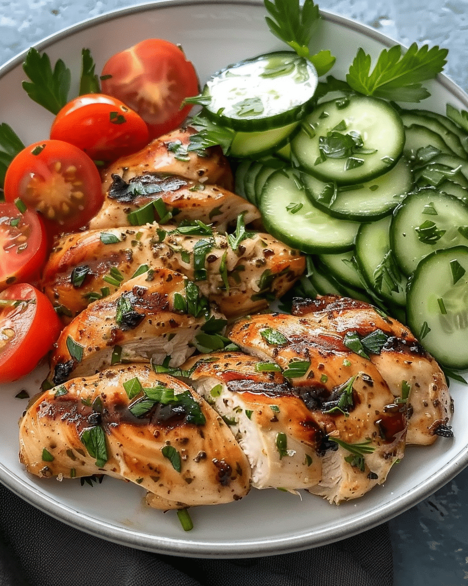 Herb Chicken with Fresh Cucumber & Tomato Salad
