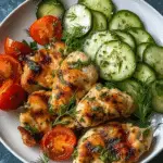 Herb Chicken with Fresh Cucumber & Tomato Salad