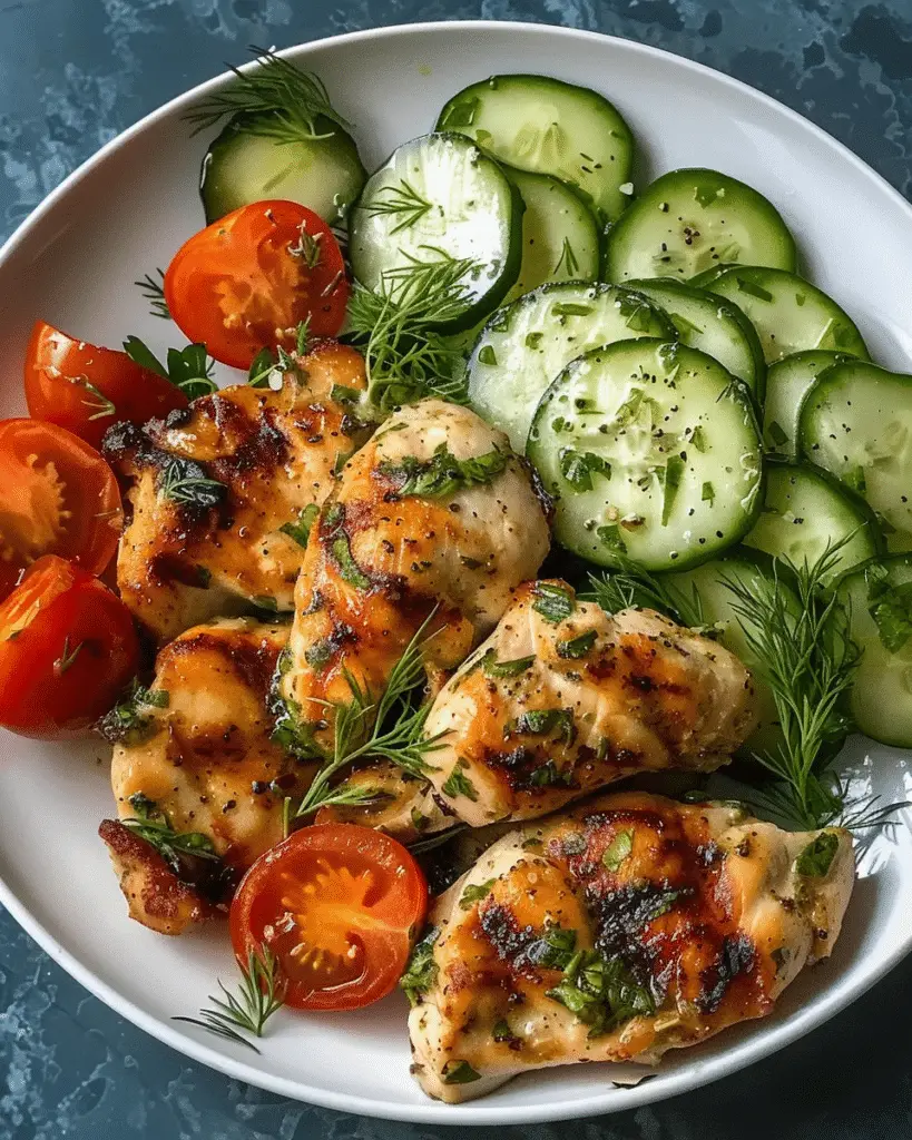 Herb Chicken with Fresh Cucumber & Tomato Salad